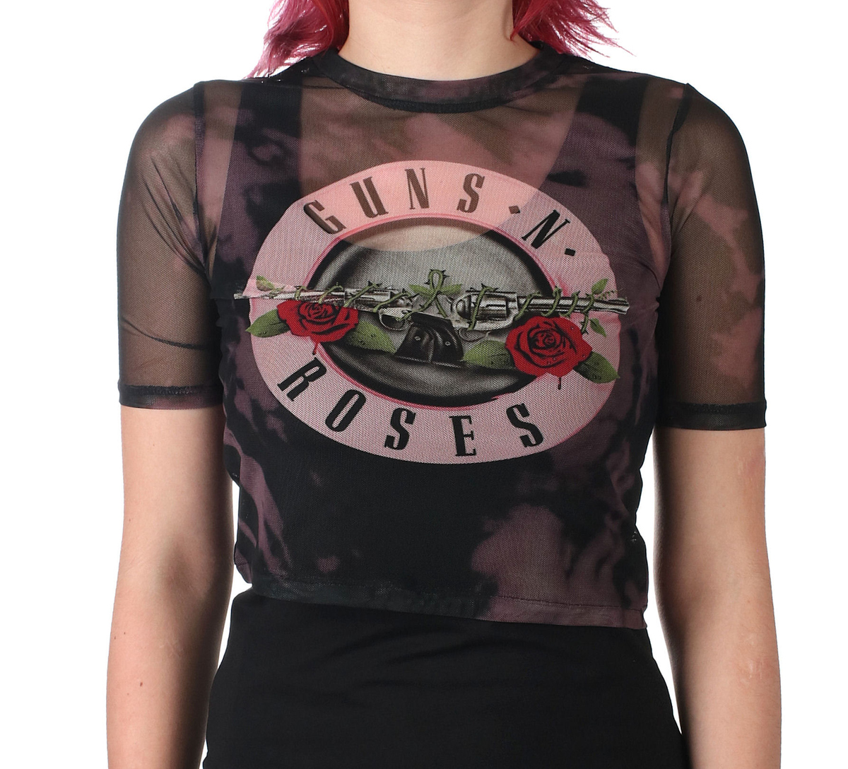 Tee-shirt Métal Pour Femmes Guns N' Roses - Pink Tint Bullet Logo - ROCK OFF - GNRMCT142LB XXS