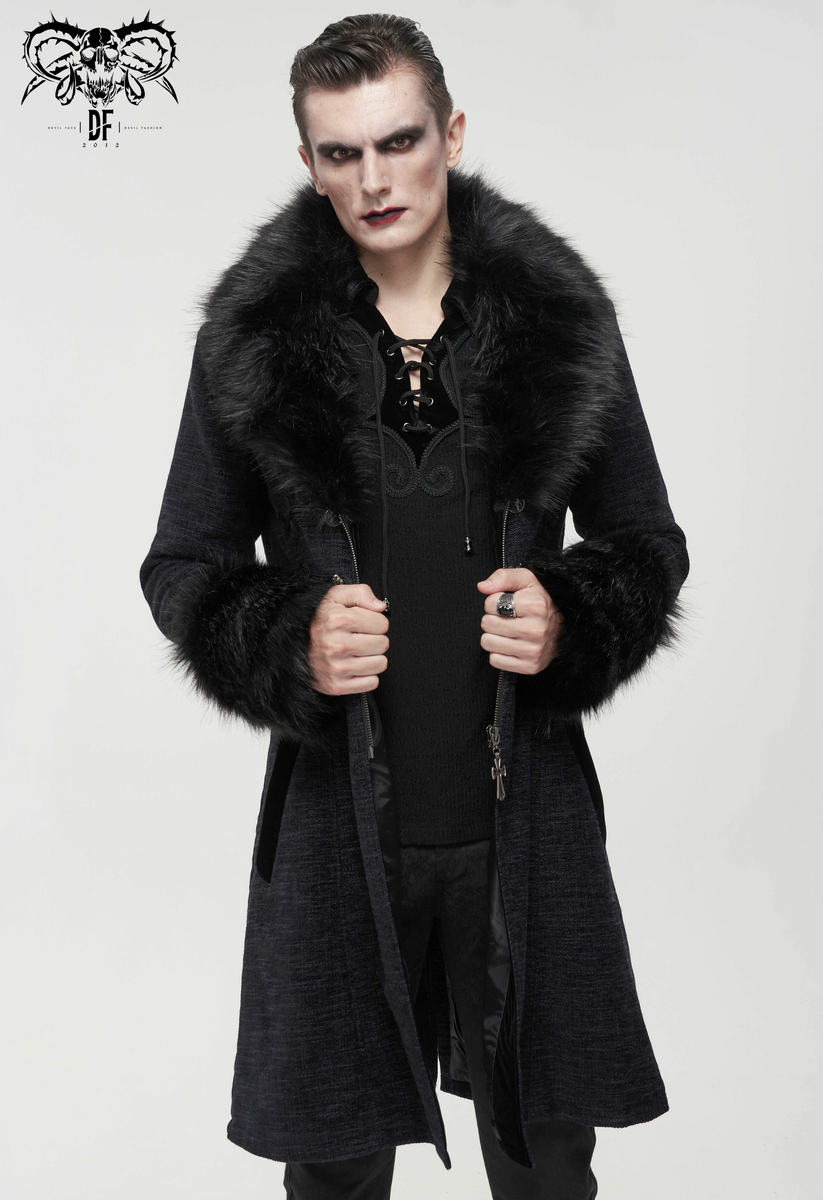 Manteau Pour Homme DEVIL FASHION - Master Of Death Gothic Fur Collar XXL