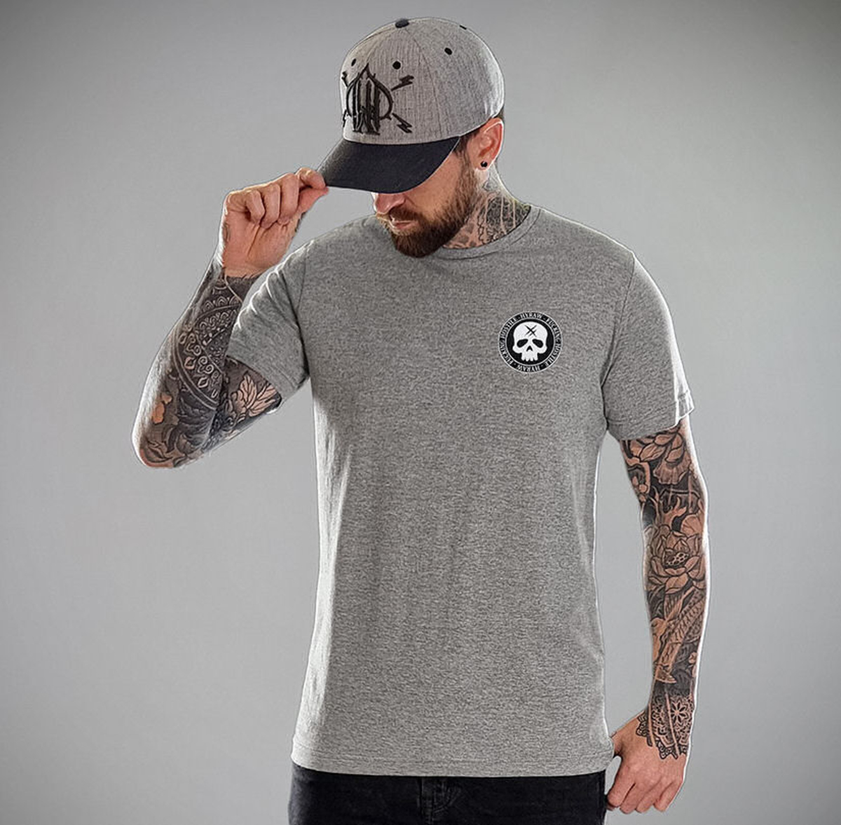 T-shirt Hardcore Pour Hommes - GREY FCK OFF - HYRAW - SU24-M12 XL