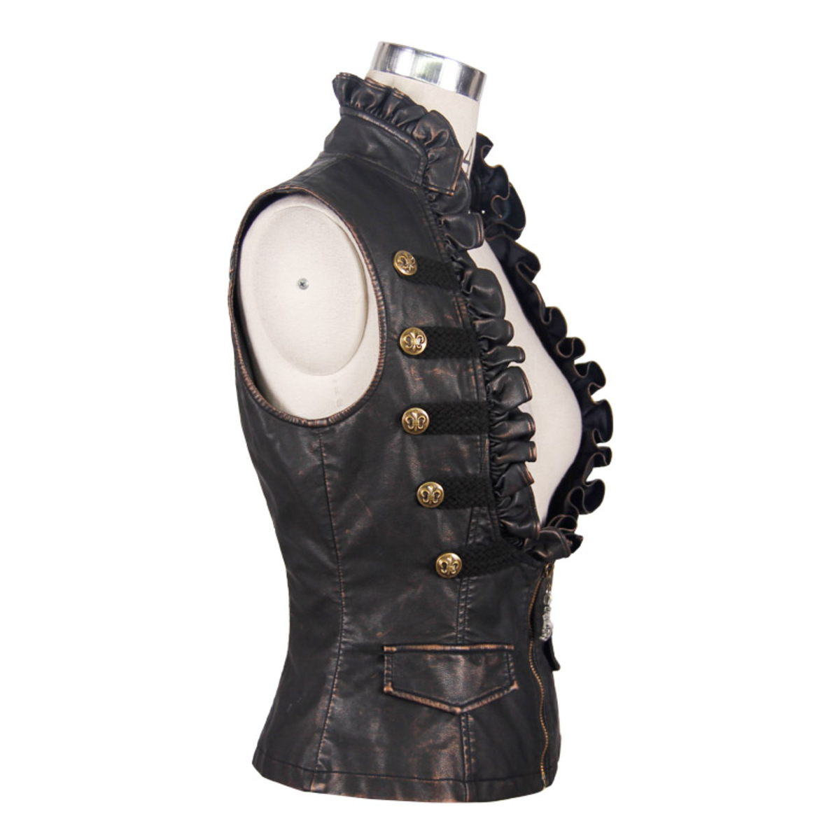 Gilet Pour Femme DEVIL FASHION - Riposte Ruckus Steampunk Faux Cuir M